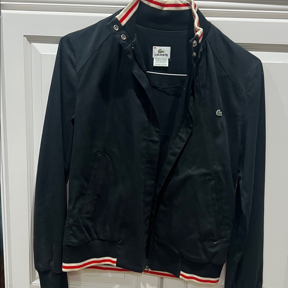 Vintage 80s Lacoste Black Cotton zipper jacket 38